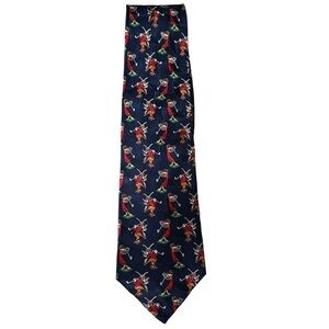 Mickey & Co. Men’s 100% Silk Golfing Goofy Navy Blue Necktie